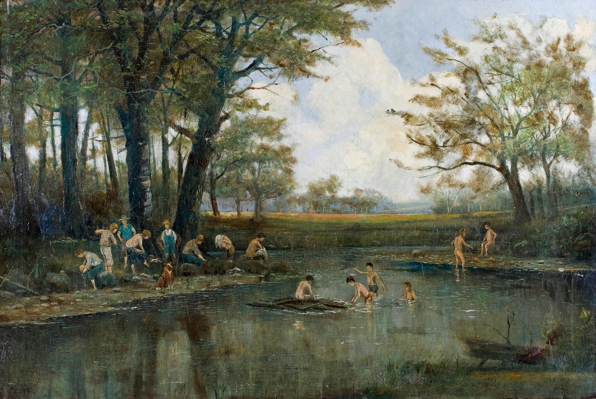 Crawford Chelson Slack (1855-1927) - Boys swimming, Wiltse Creek, Athens, Ontario