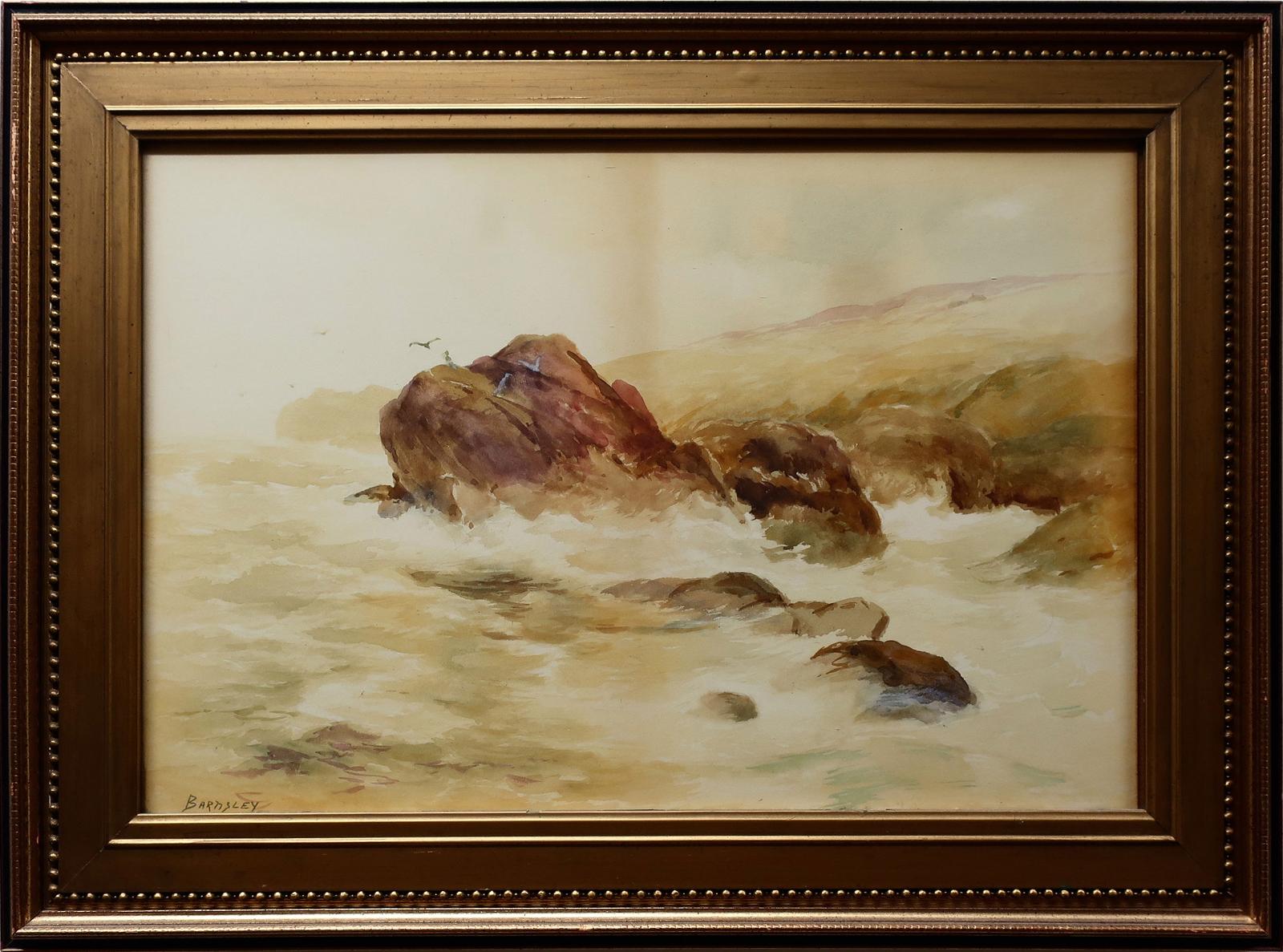 James MacDonald Barnsley (1861-1929) - Coastal Scene - Pounding Surf