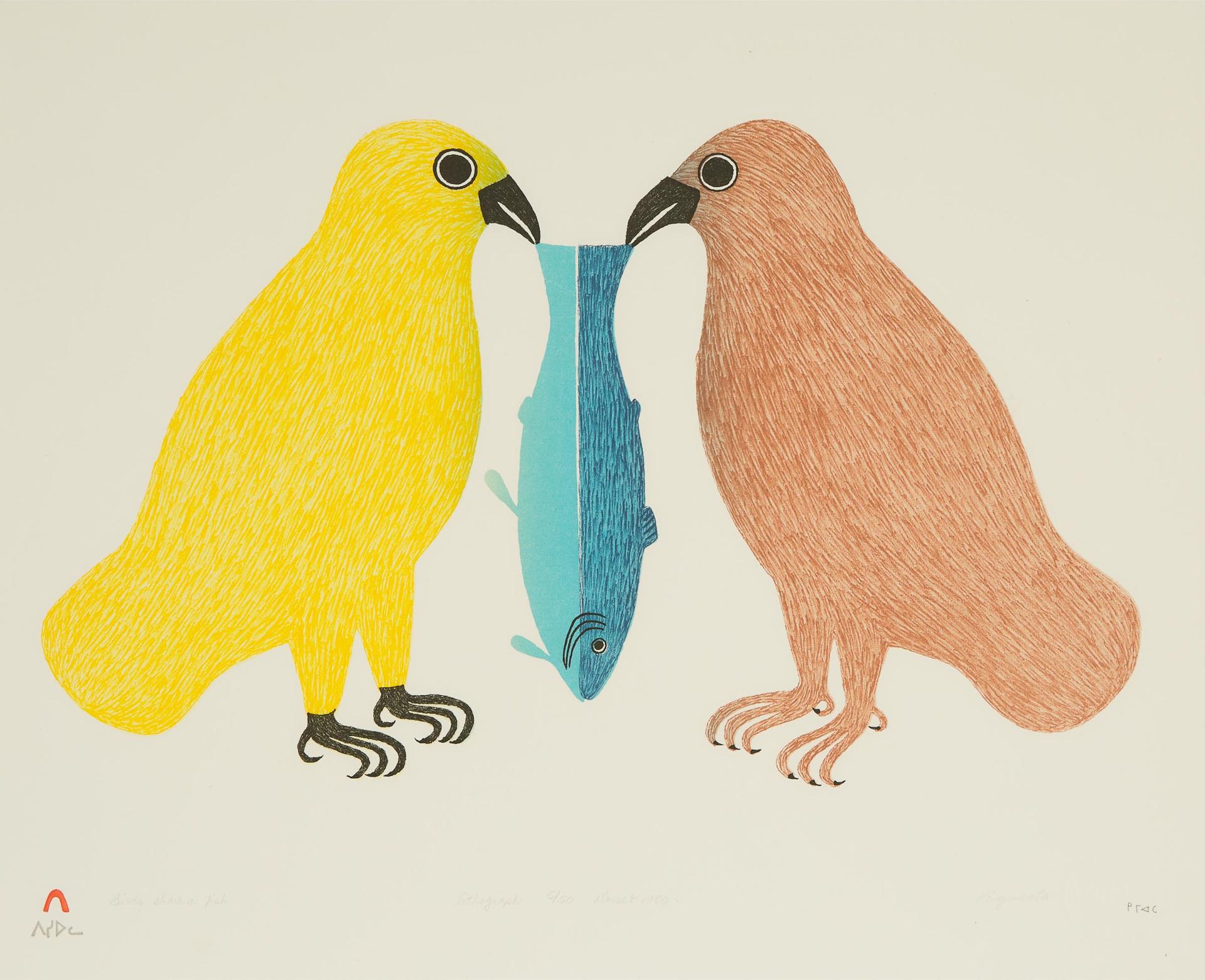 Kingmeata Etidlooie (1915-1989) - Birds Share A Fish