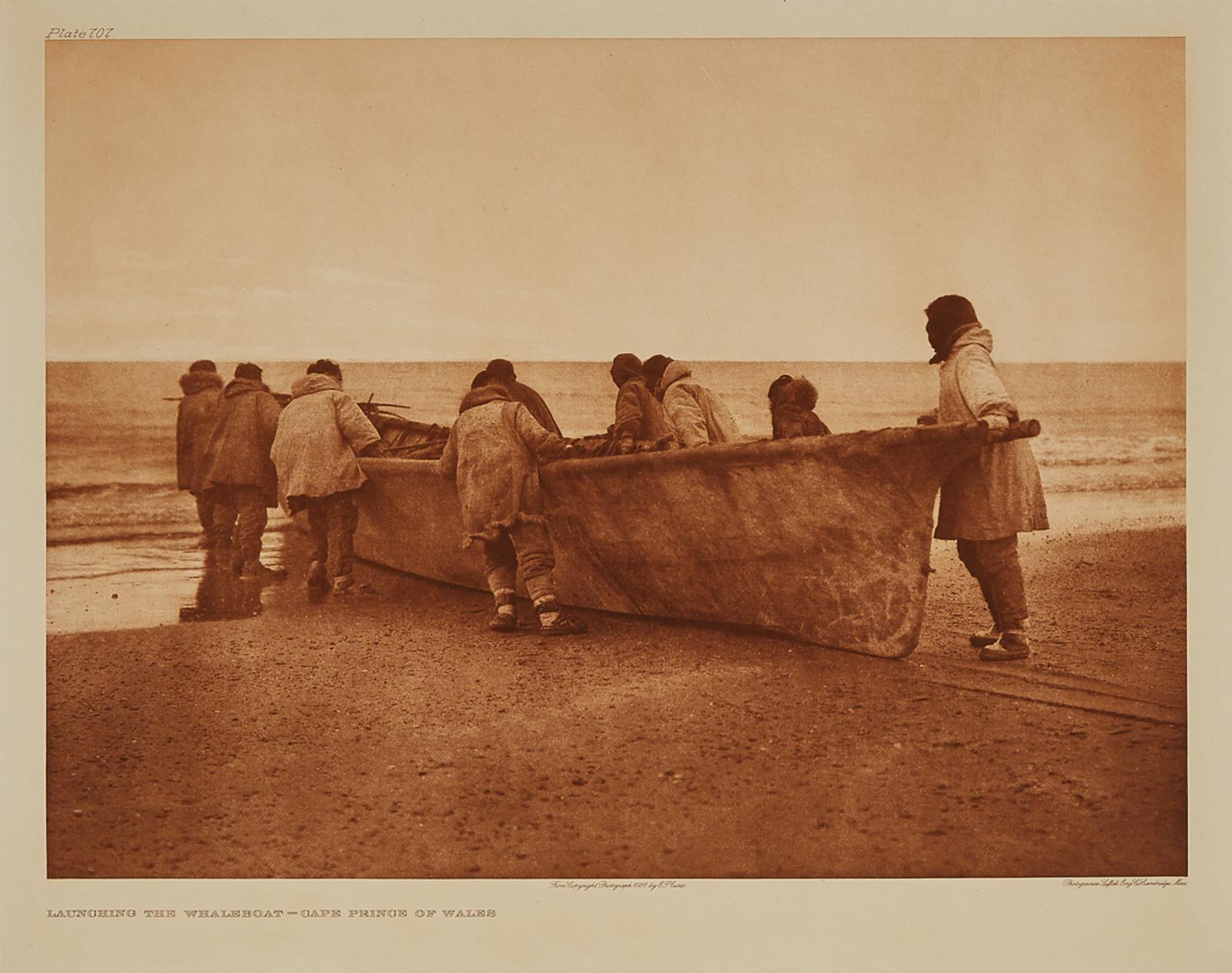 Edward Sherrif Curtis (1868-1952) - Launching The Whaleboat - Cape Prince Of Wales (From The North American Indian, Volume Xx, The Large Plates, Pl. 707), 1928