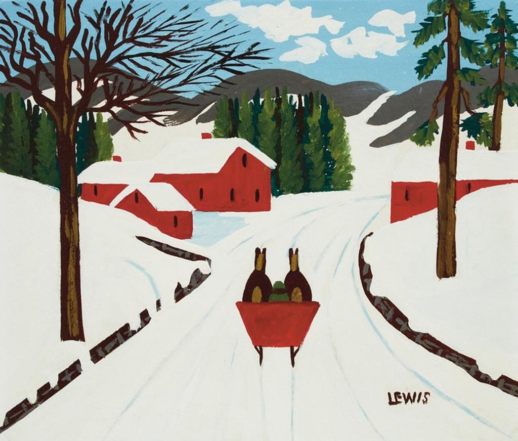 Maud Kathleen Lewis (1903-1970) - Red Sleigh on a Country Road