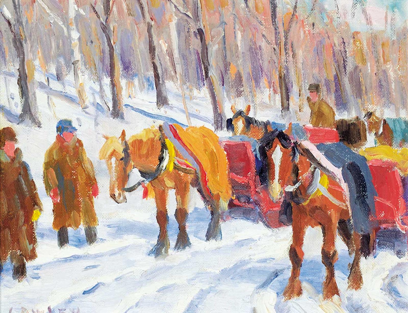 John Douglas Lawley (1906-1971) - Untitled - Working Horses in the Snow, Parc du Montreal