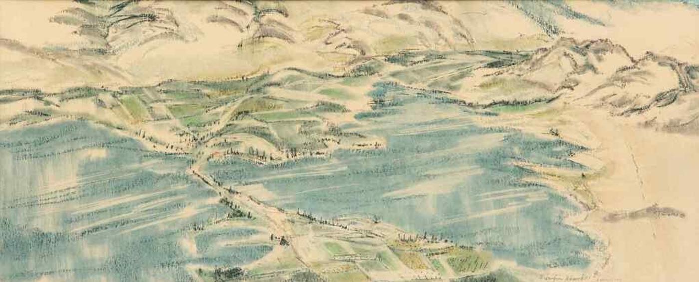 Takao Tanabe (1926) - A Windy day. View from Anarchist mountain Osoyoos in British Columbia (1958)