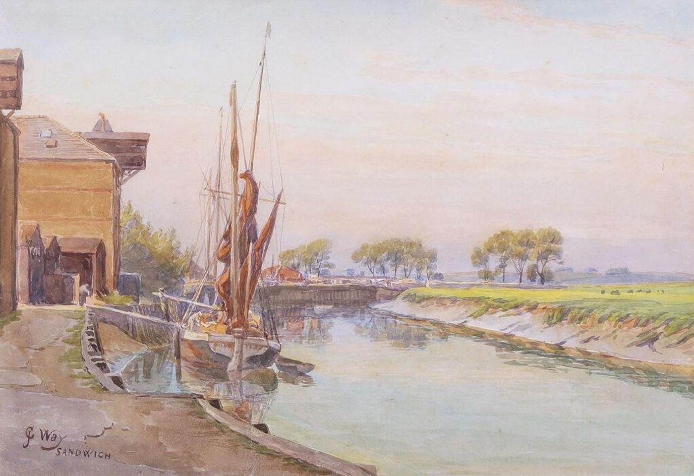 Charles Jones (C. J.) Way (1834-1919) - Sandwich (River Stour, Port Scene)