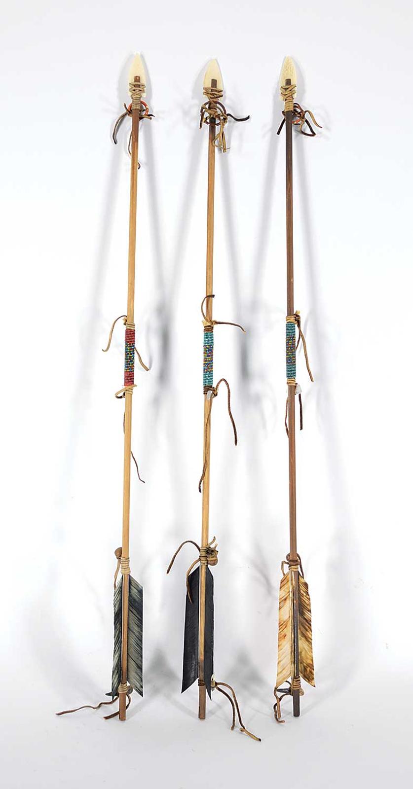 First Nations Basket School - Untitled - Three Ornate Fetish Arrows