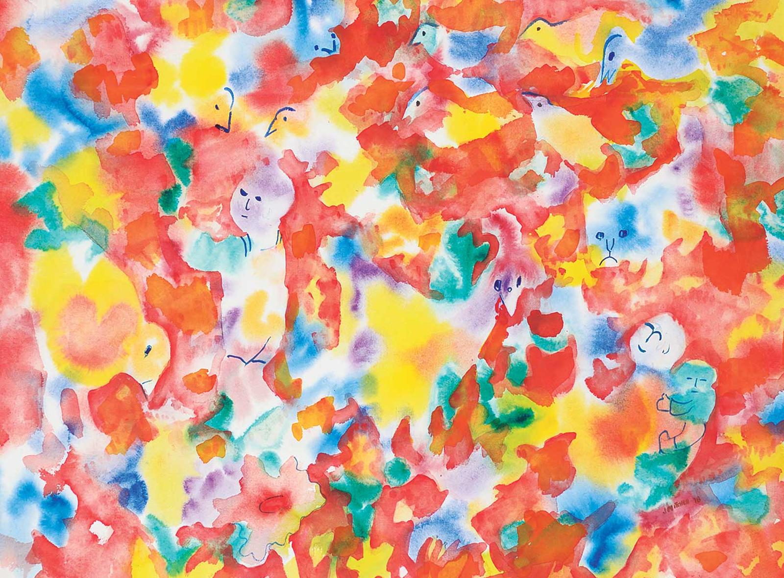 Janet Mitchell (1915-1998) - Untitled - A Colourful Neighbourhood