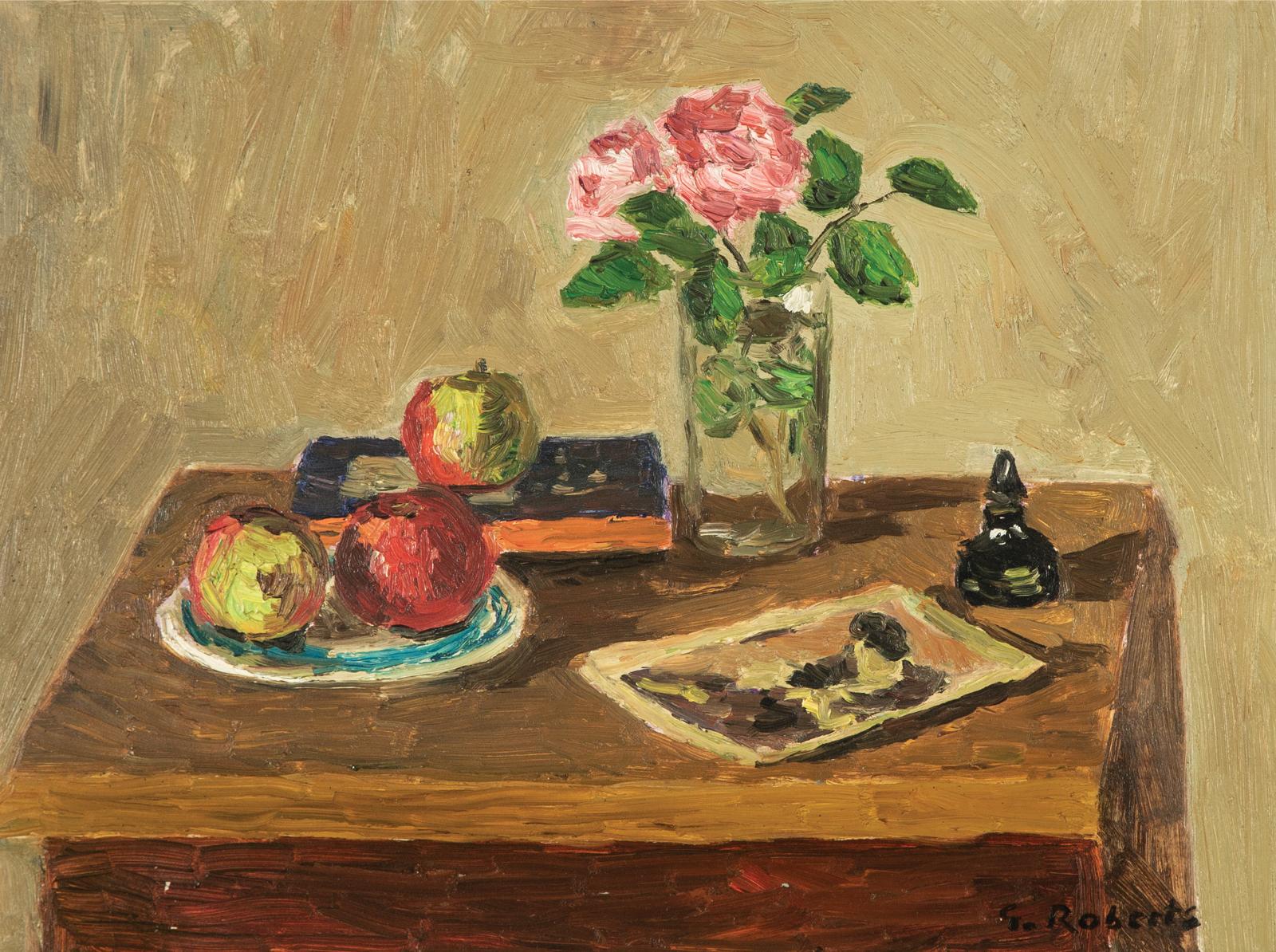 William Goodridge Roberts (1921-2001) - Still-Life With Roses, Apples And A Book