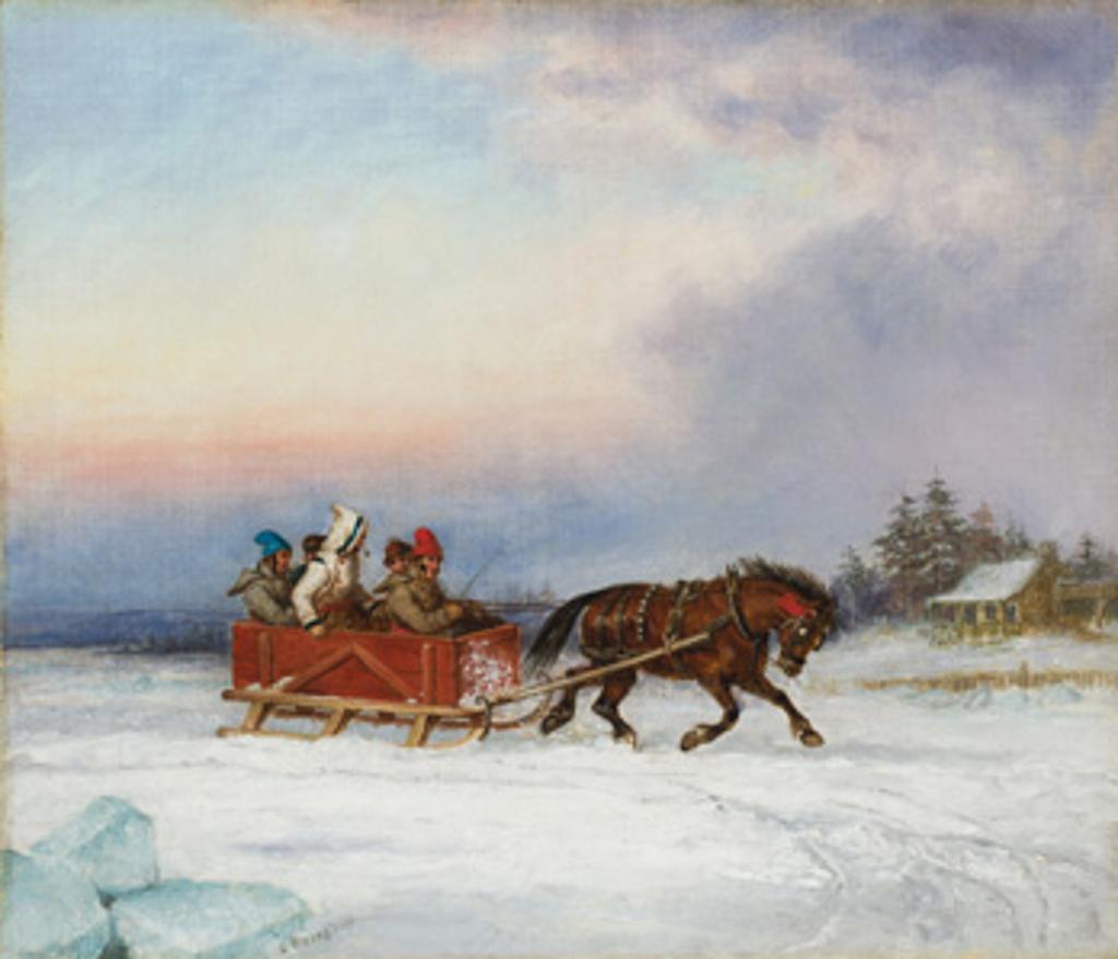 Cornelius David Krieghoff (1815-1872) - Five Habitants Driving in Winter