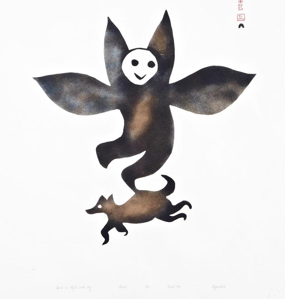 Eegyvudluk Pootoogook (1931-1999) - Spirit In Flight With Dog