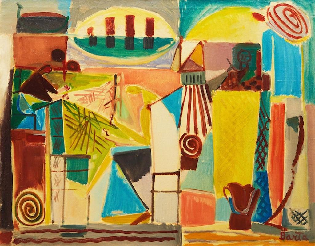 Laszlo Barta (1902-1961) - Abstract Harbour Scene