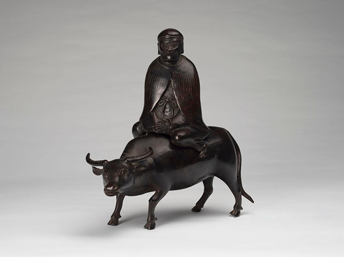 Japanese Art - A Japanese Bronze 'Traveler and Ox' Censer, Meiji Period, 19th Century