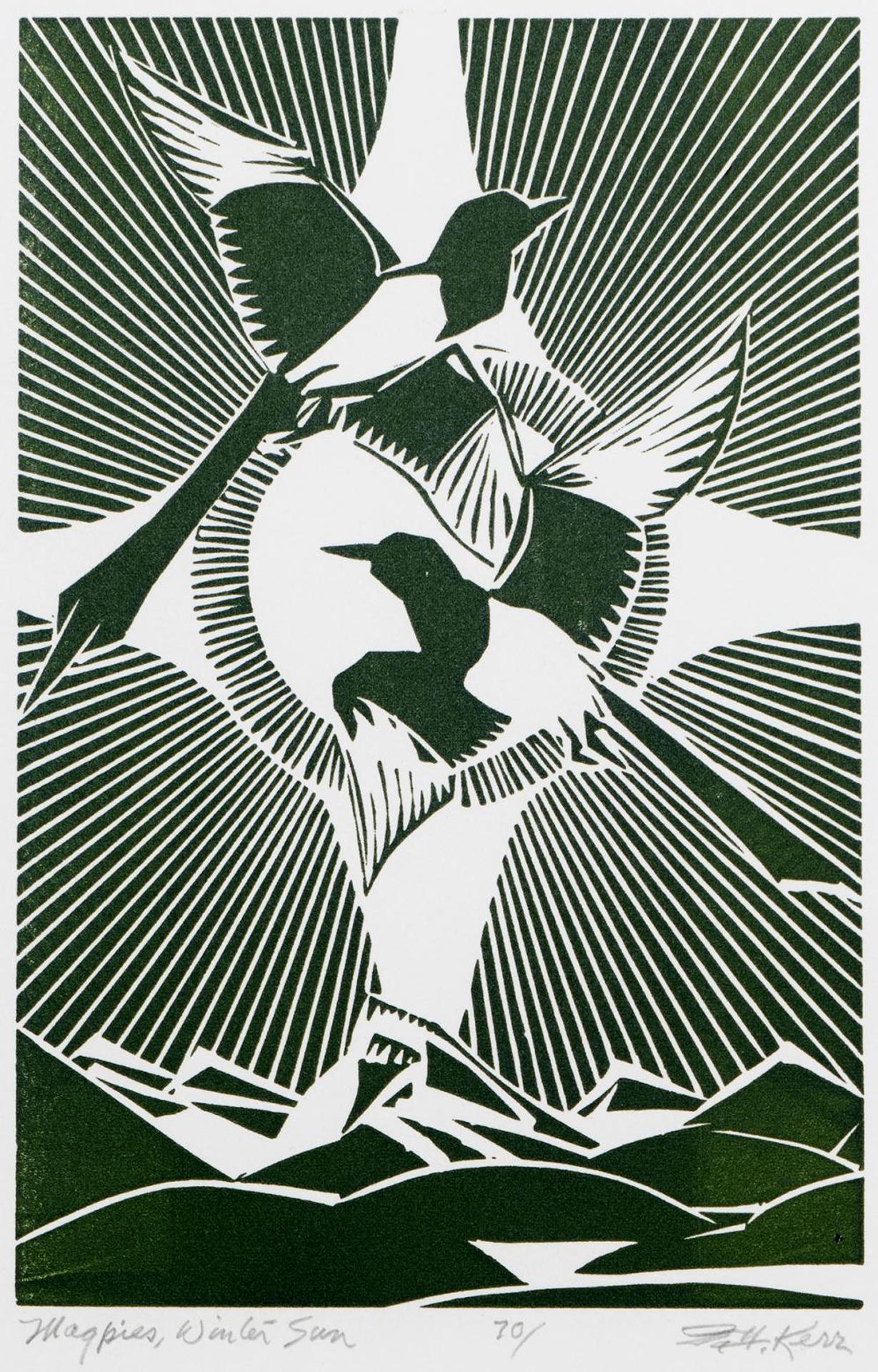 Illingworth Holey (Buck) Kerr (1905-1989) - Magpies Winter Sun
