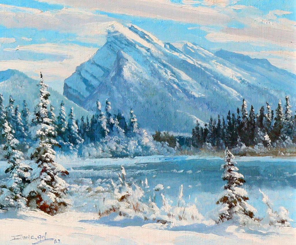 Duncan Mackinnon Crockford (1922-1991) - Winter Comes To Banff, Alberta; 1983