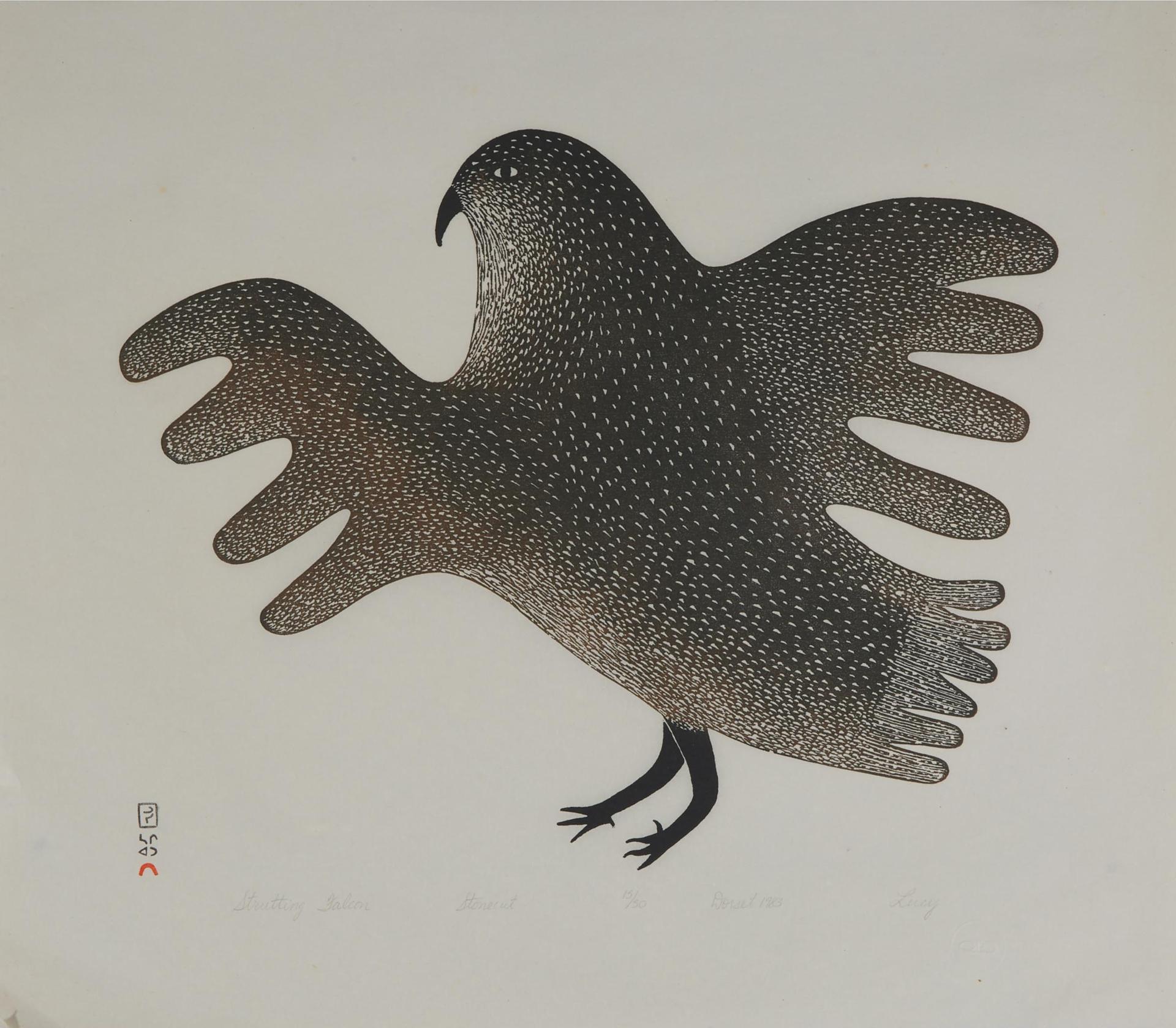 Lucy Qinnuayuak (1915-1982) - Strutting Falcon