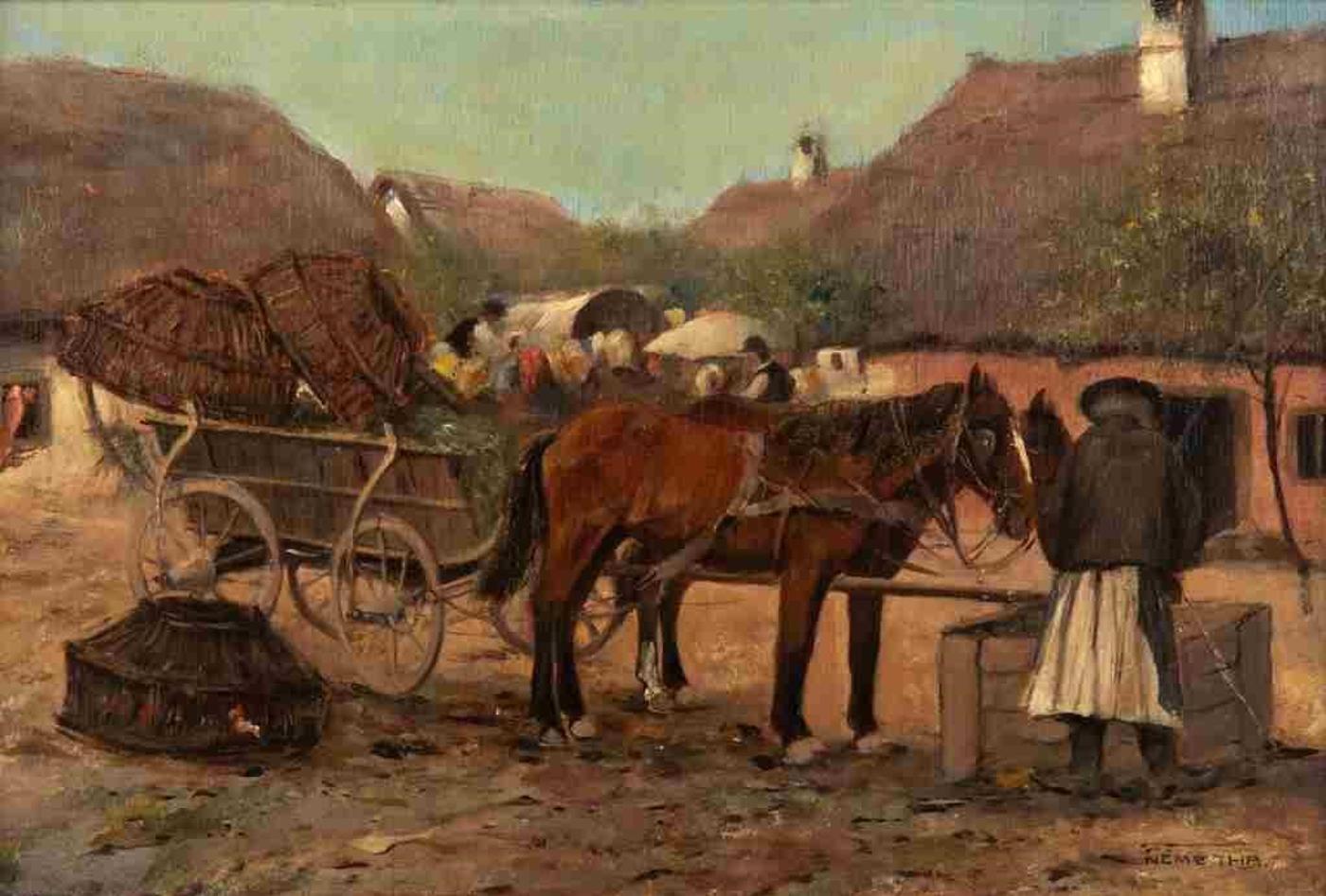 Bertalan Nemeth (1880-1935) - Farmer with Horse