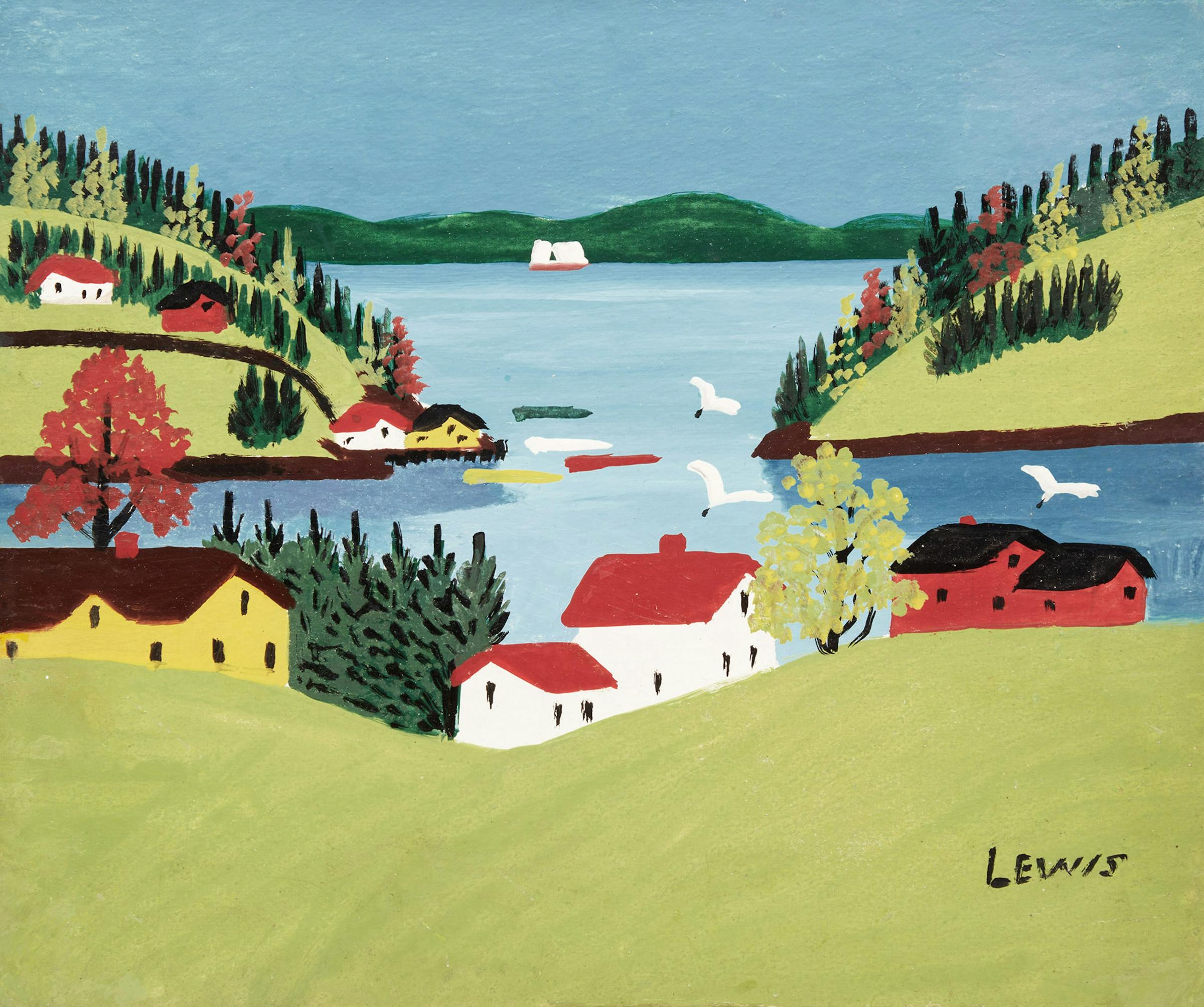 Maud Kathleen Lewis (1903-1970) - Sandy Cove along Digby Neck