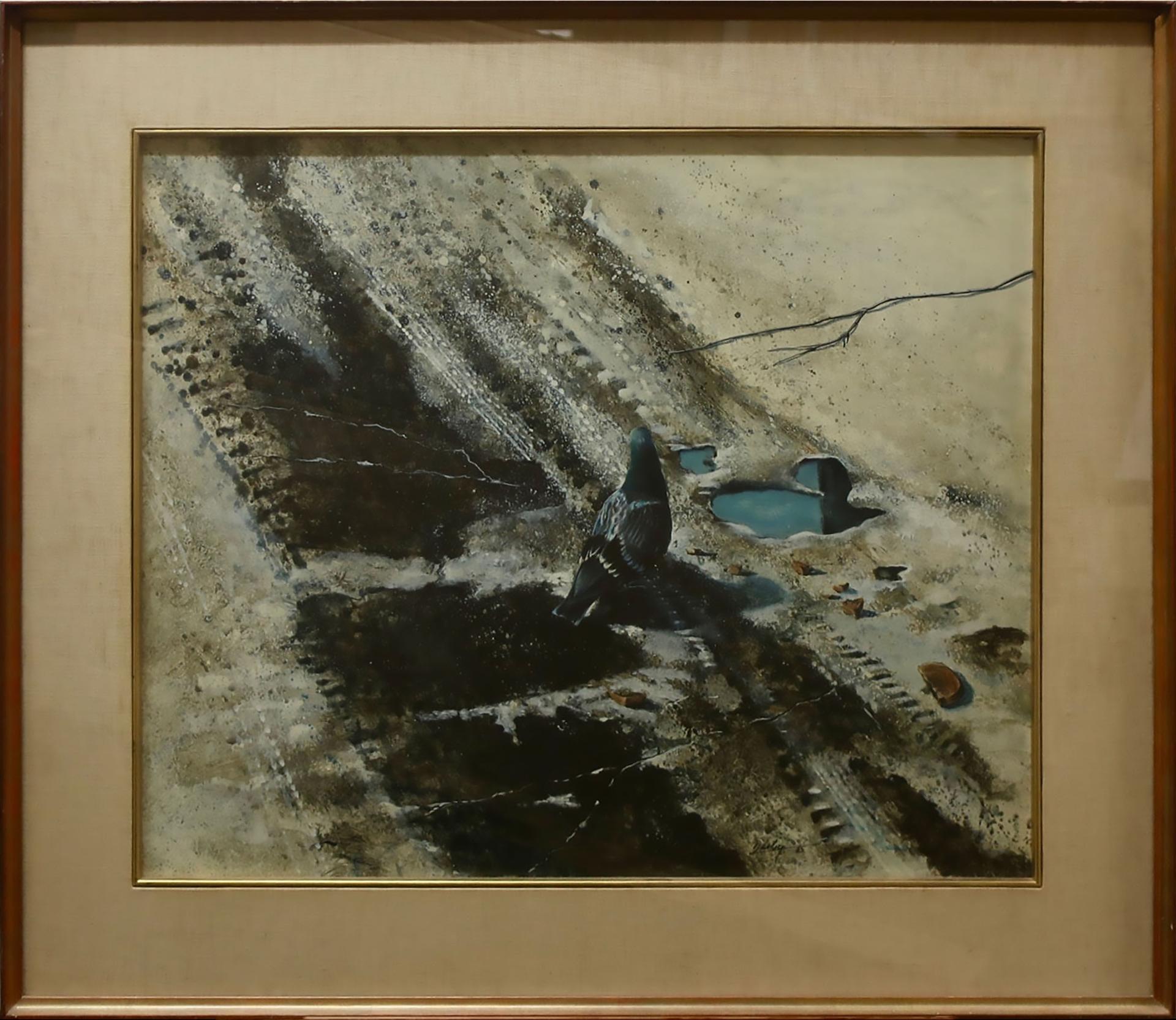 Kenneth (Ken) Edison Danby (1940-2007) - Untitled (Pigeon On Wet Road)