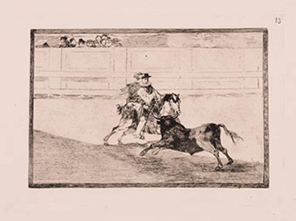 Francisco José de Goya (1746-1828) - Un caballero español en plaza quebrando rejoncillos sin auxilio de los chulos (A Spanish Mounted Knight in the Ring Breaking Short Spears Without the Help of Assistants)