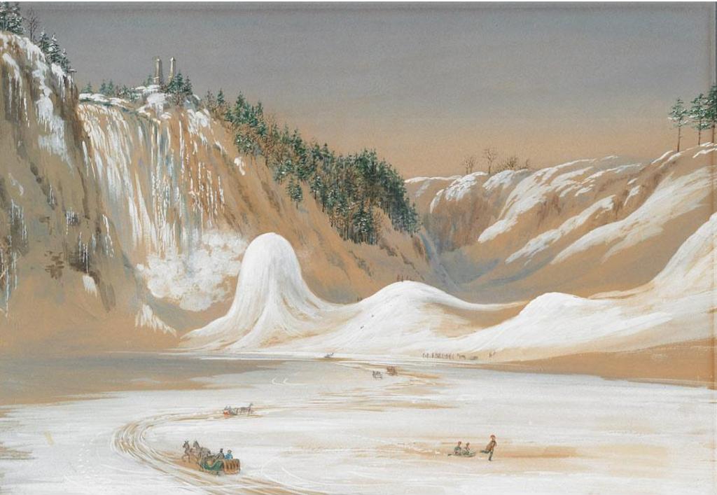 Washington Frederick Friend (1820-1886) - Crossing The Ice Beneath The Falls