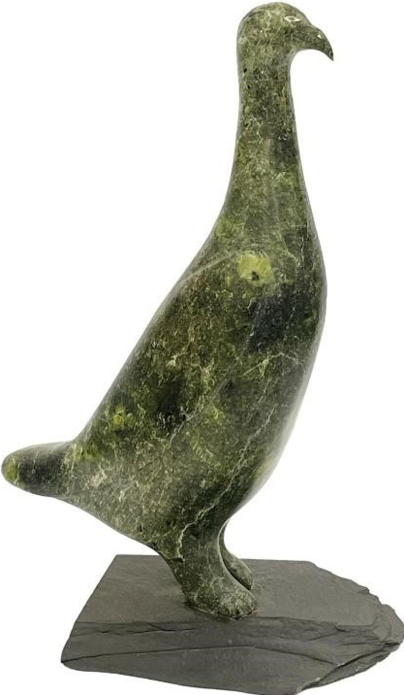 Mosha Kelly (1947) - b. 1947 E7-266 Lake Harbour/Iqaluit, Bird, stone on slate base
