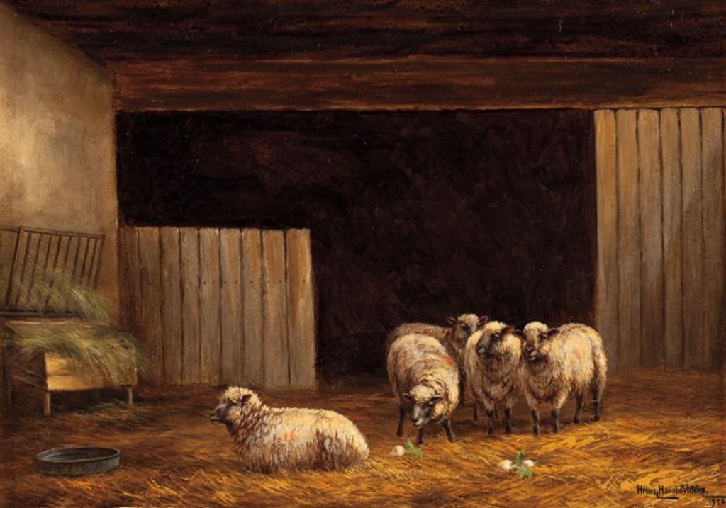 Henry Harold Vickers (1851-1918) - Sheep in a Stable