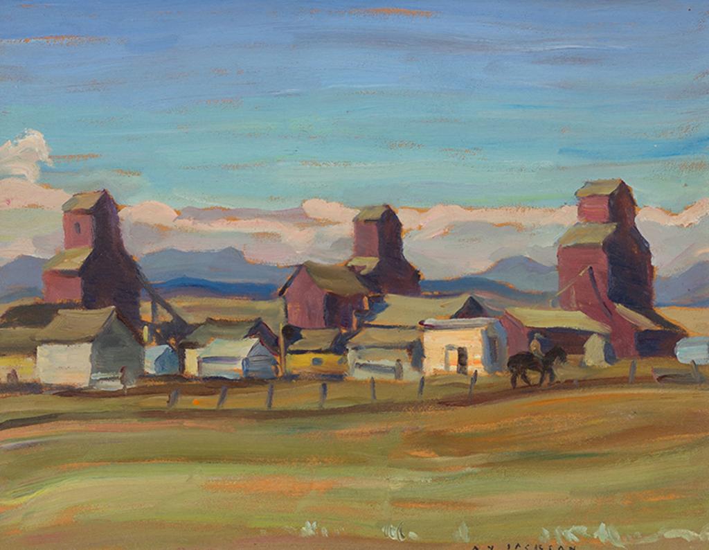 Alexander Young (A. Y.) Jackson (1882-1974) - Grain Elevators, Cowley, Alta / Cathedral Pincher Creek, Alta