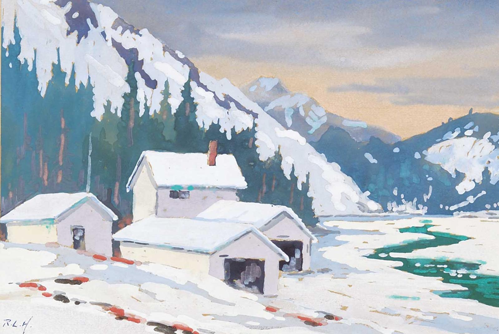Reginald Llewellyn Harvey (1888-1963) - Boathouses at Banff, Winter