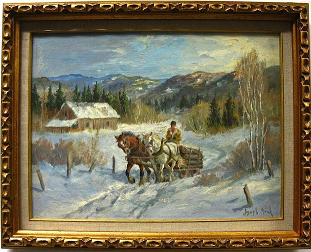 Joseph Monk (1908-1984) - Hauling Logs In Winter