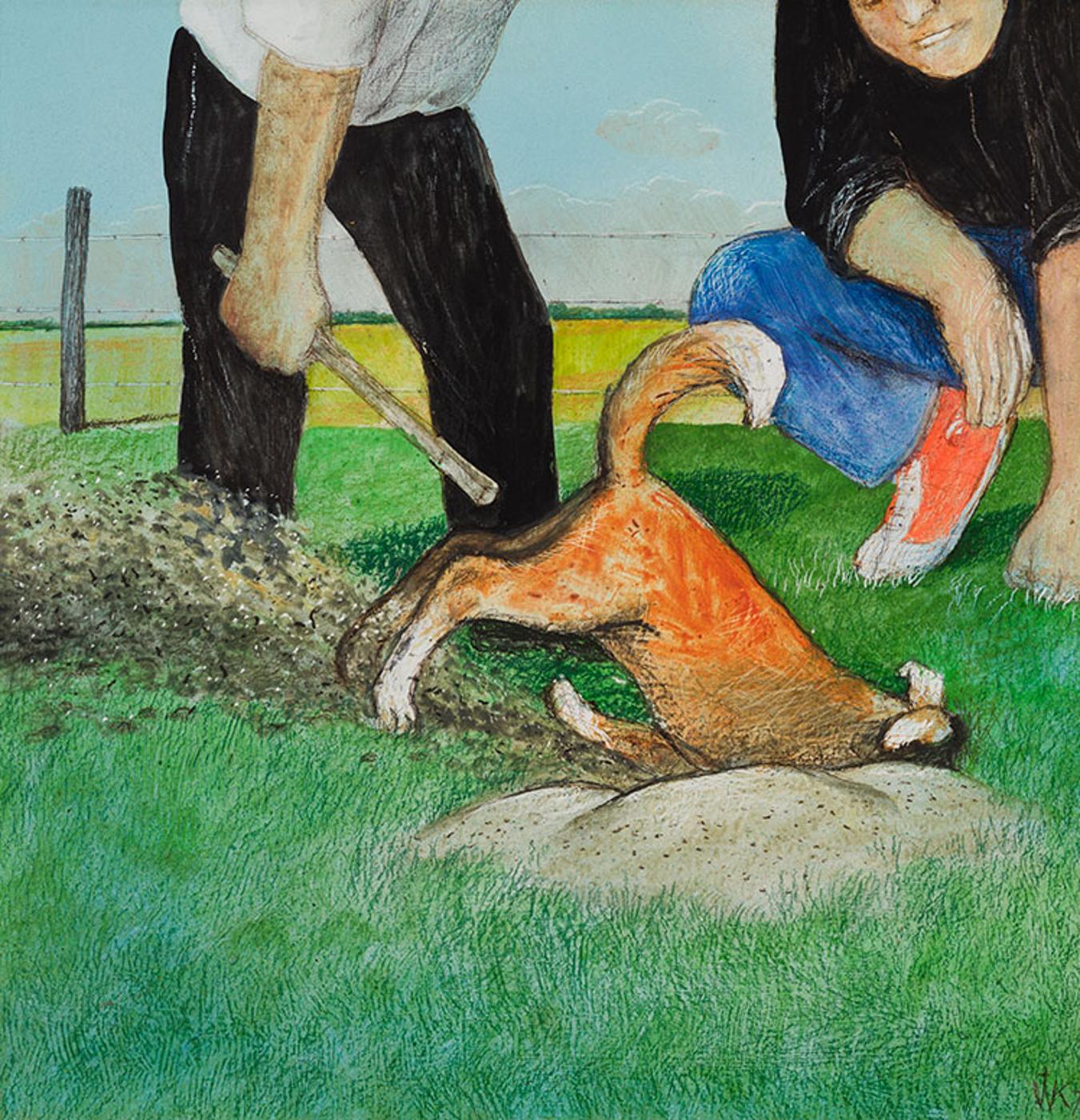 William Kurelek (1927-1977) - Dog Digging up Gopher