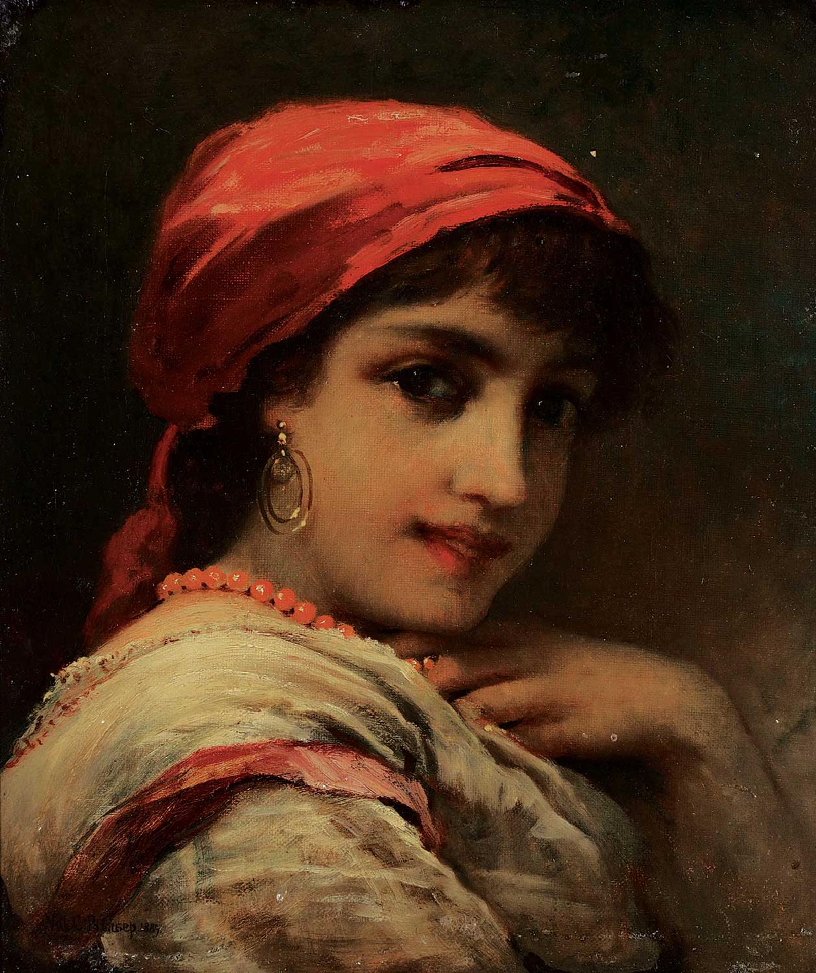 Valentine Cameron Prinsep - Untitled - Woman in Red Scarf