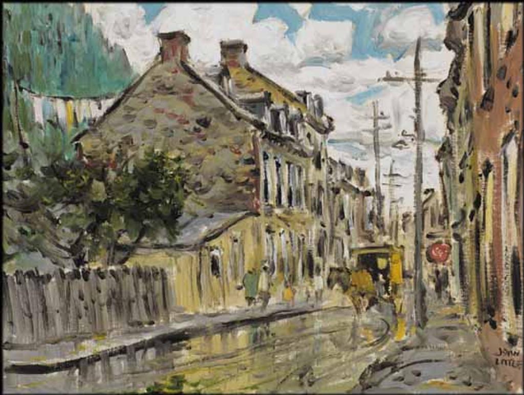 John Geoffrey Caruthers Little (1928-1984) - Old Houses Facing River on Champlain Road, Near Quebec