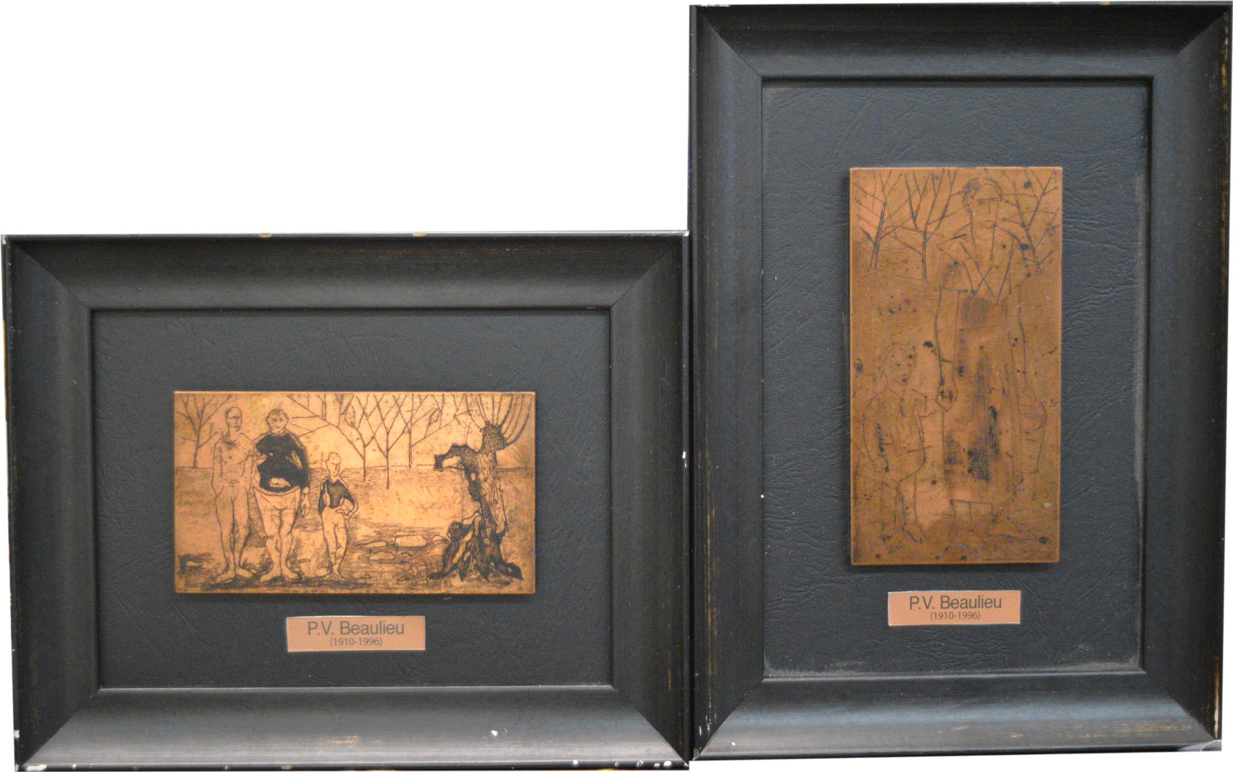 Paul Vanier Beaulieu (1910-1996) - Lot de 2  plaques en cuivre