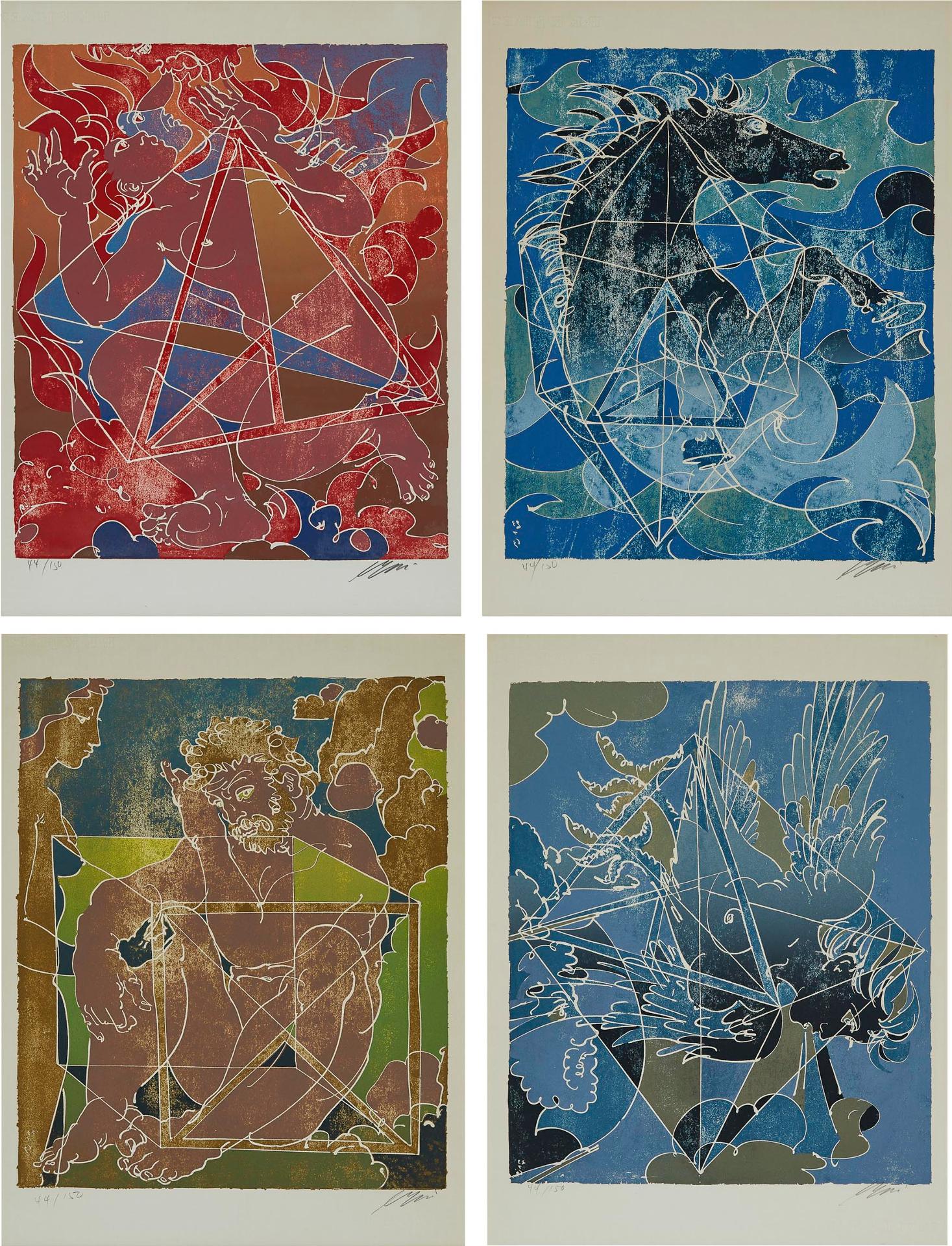 Hans Erni (1909-2015) - Fire; Water; Earth; Air, 1969 [erni, 460-463]