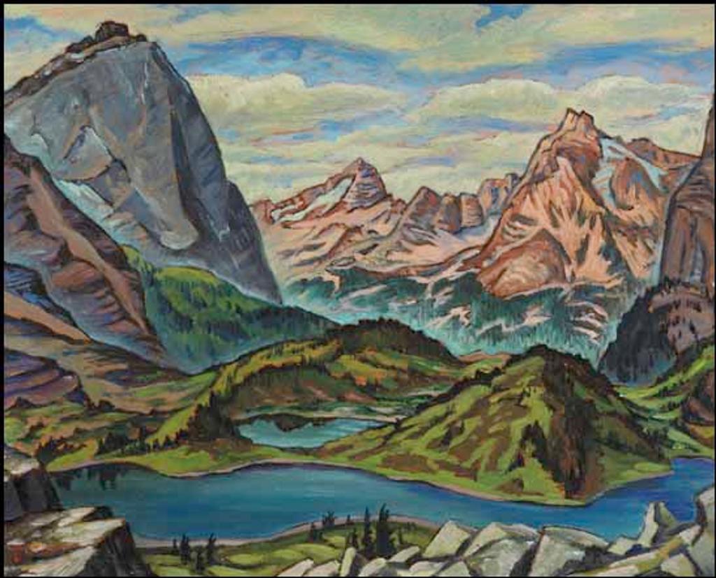 James (Jock) Williamson Galloway MacDonald (1897-1960) - Looking to Cathedral Mountain from Opabin Meadows Near Lake O'Hara, BC