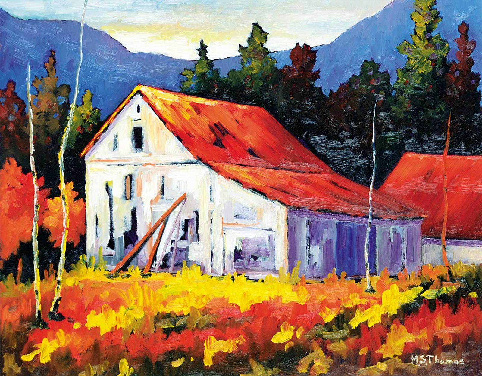 M. Shirley Thomas - Untitled - Red Roof in the Foothills