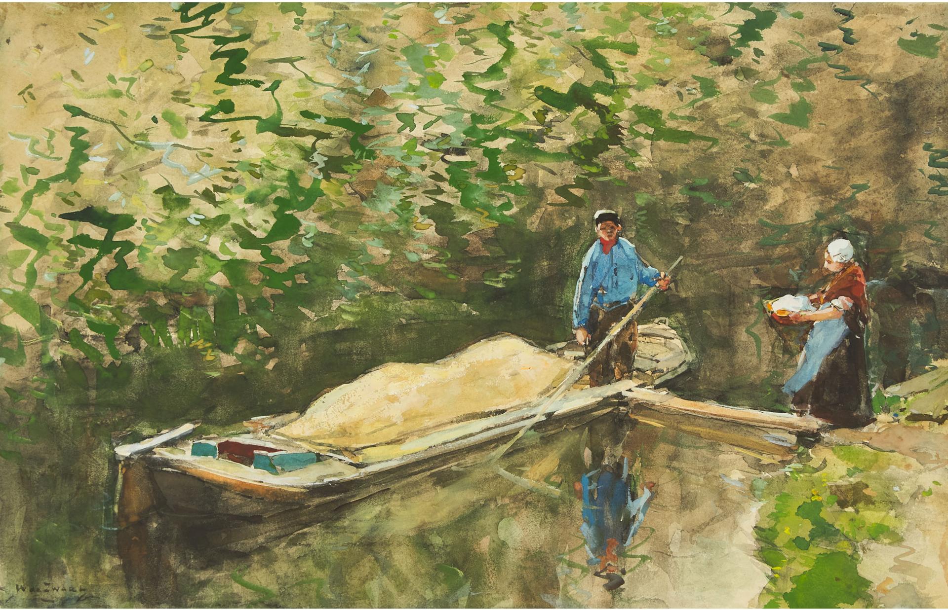 Willem de Zwart - Woman Carrying Items Out To A Boatman, Circa 1900-1905