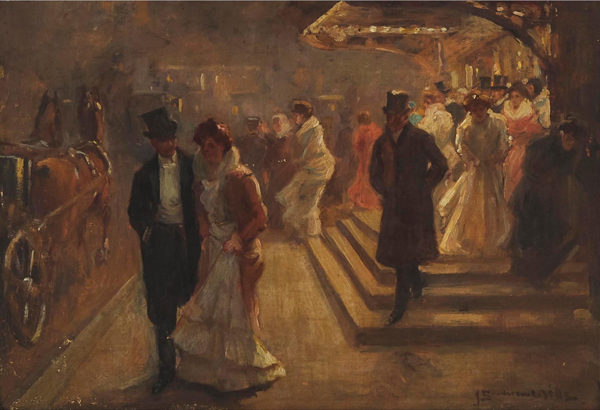 John Sanderson Wells (1907-2000) - Leaving The Theatre