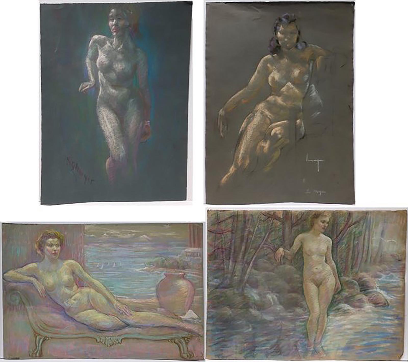 Stanley Gordon Moyer (1887-1968) - Standing Nude; Seated Nude; Reclining Nude; Nude In River