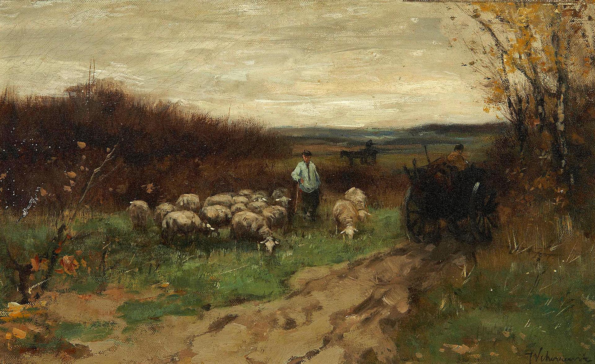 Johan Frederik Cornelis Scherrewitz (1868-1951) - Collecting the flock