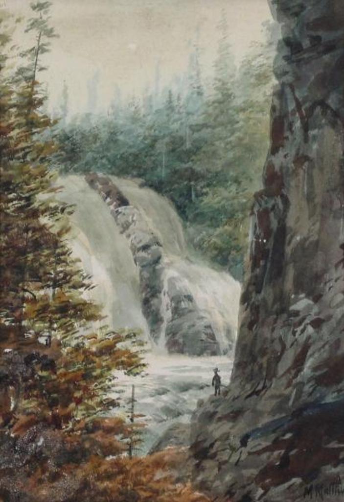 Marmaduke Matthews (1837-1913) - Autumn Scene With Waterfall