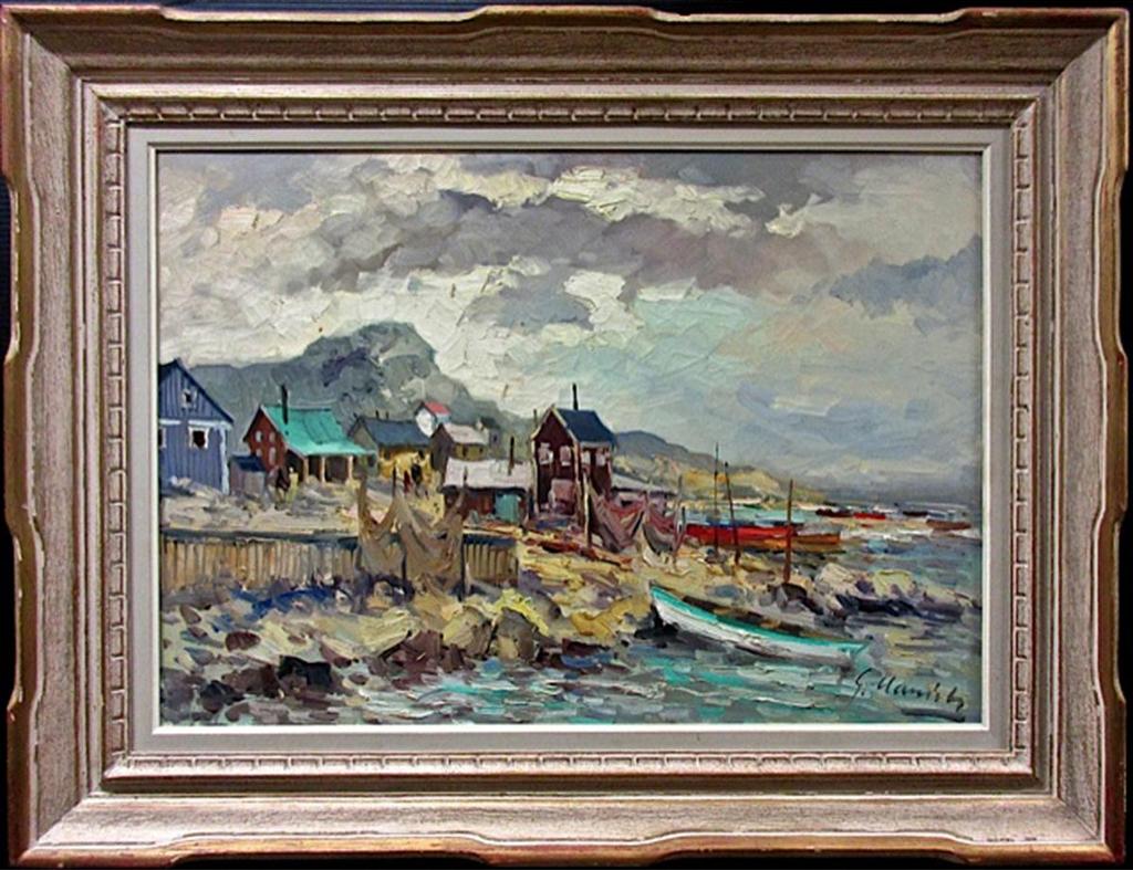 Geza - Fishing Village  Oil On Canvas; Signed Lower Right