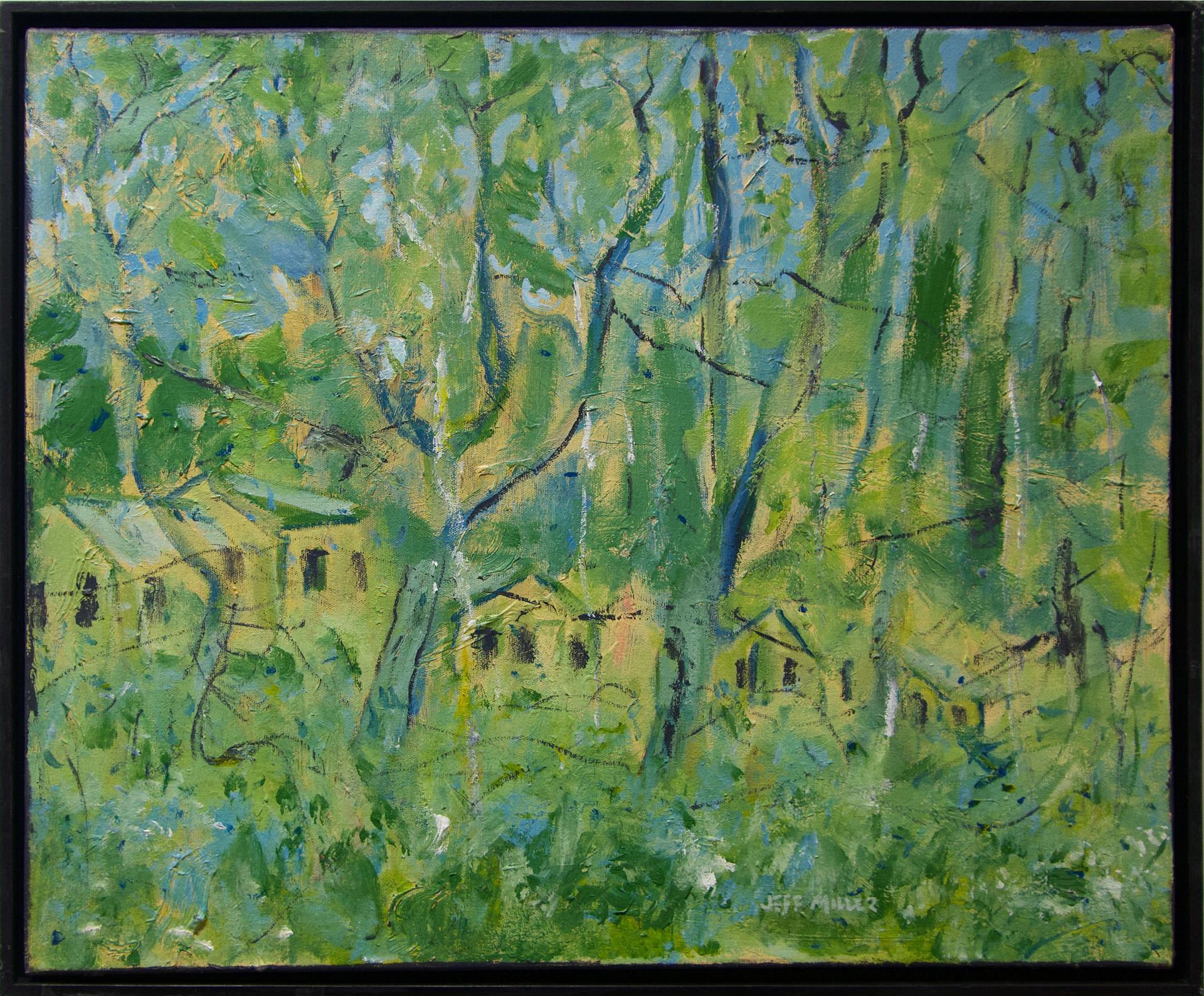 Jeff Miller (1931) - Untitled (Green Woodlands With Houses)