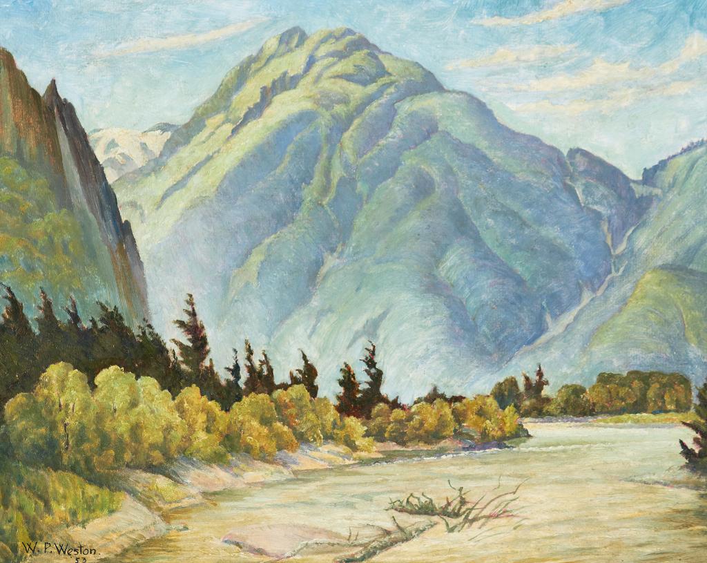 William Percival (W.P.) Weston (1879-1967) - The Fraser at Hope, BC