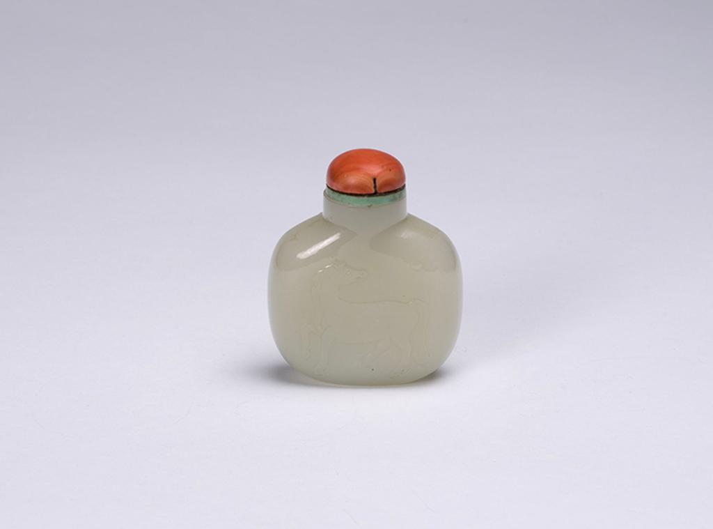 Chinese Art - A Fine Chinese White Jade Horse Snuff Bottle, 19th Century