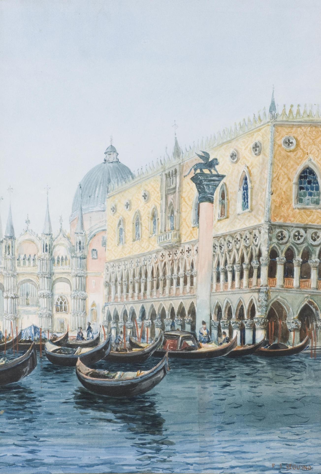 F.J. Seguino (1920) - The Palazzo Ducale and Piazzetta, Venice; the Piazzetta and St.Mark's Column; A Palazzo on a Venetian canal