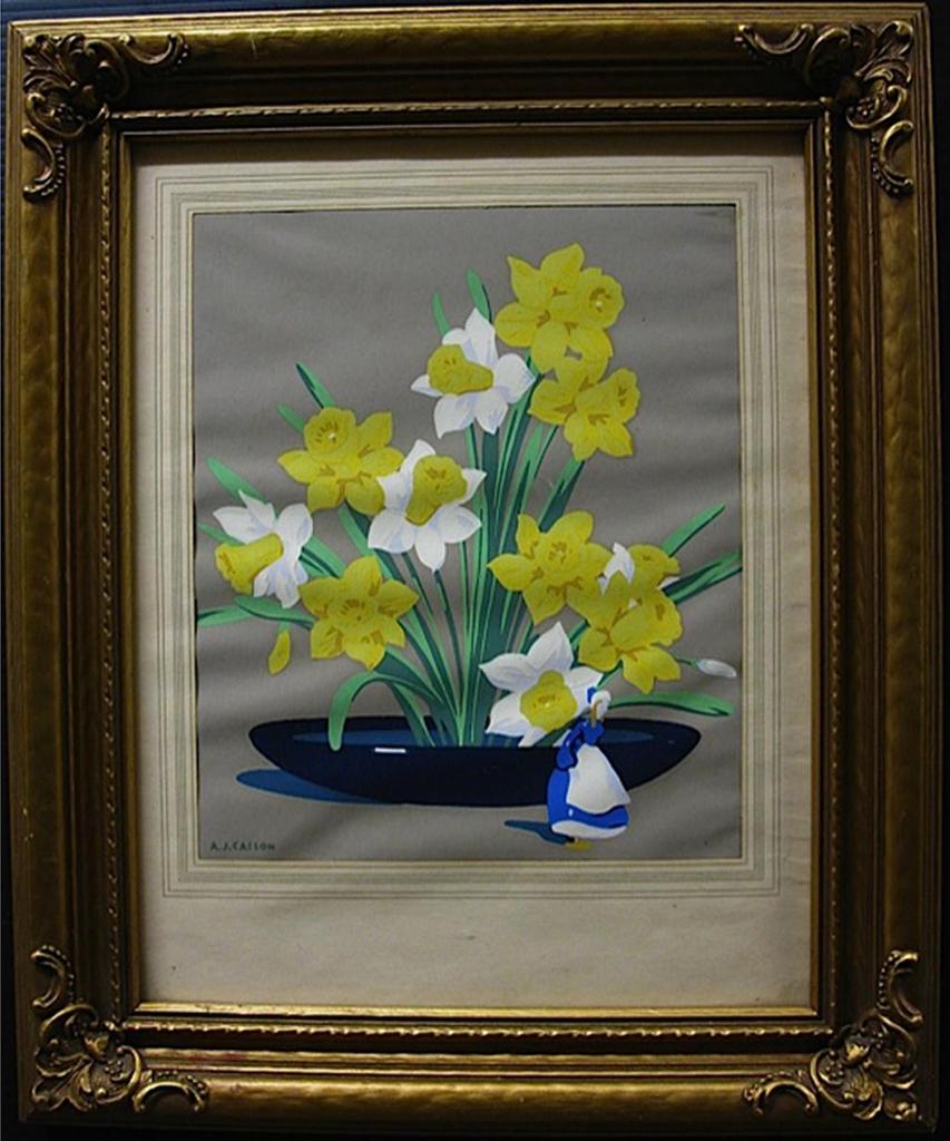 Alfred Joseph (A.J.) Casson (1898-1992) - Daffodils And Figure