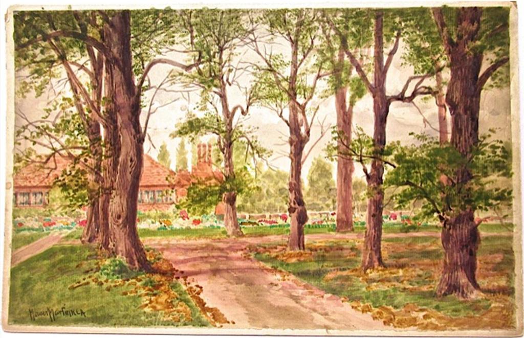 Thomas Mower Martin (1838-1934) - At Hampton Court; The Palm House, Kew Gardens