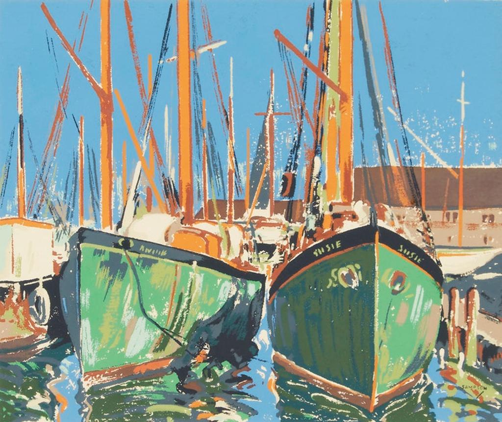 Joseph Ernest Sampson (1887-1946) - Fishing Boats in the Harbour