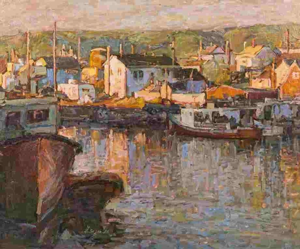 Donald Besco (1941) - Untitled (boats in harbor)