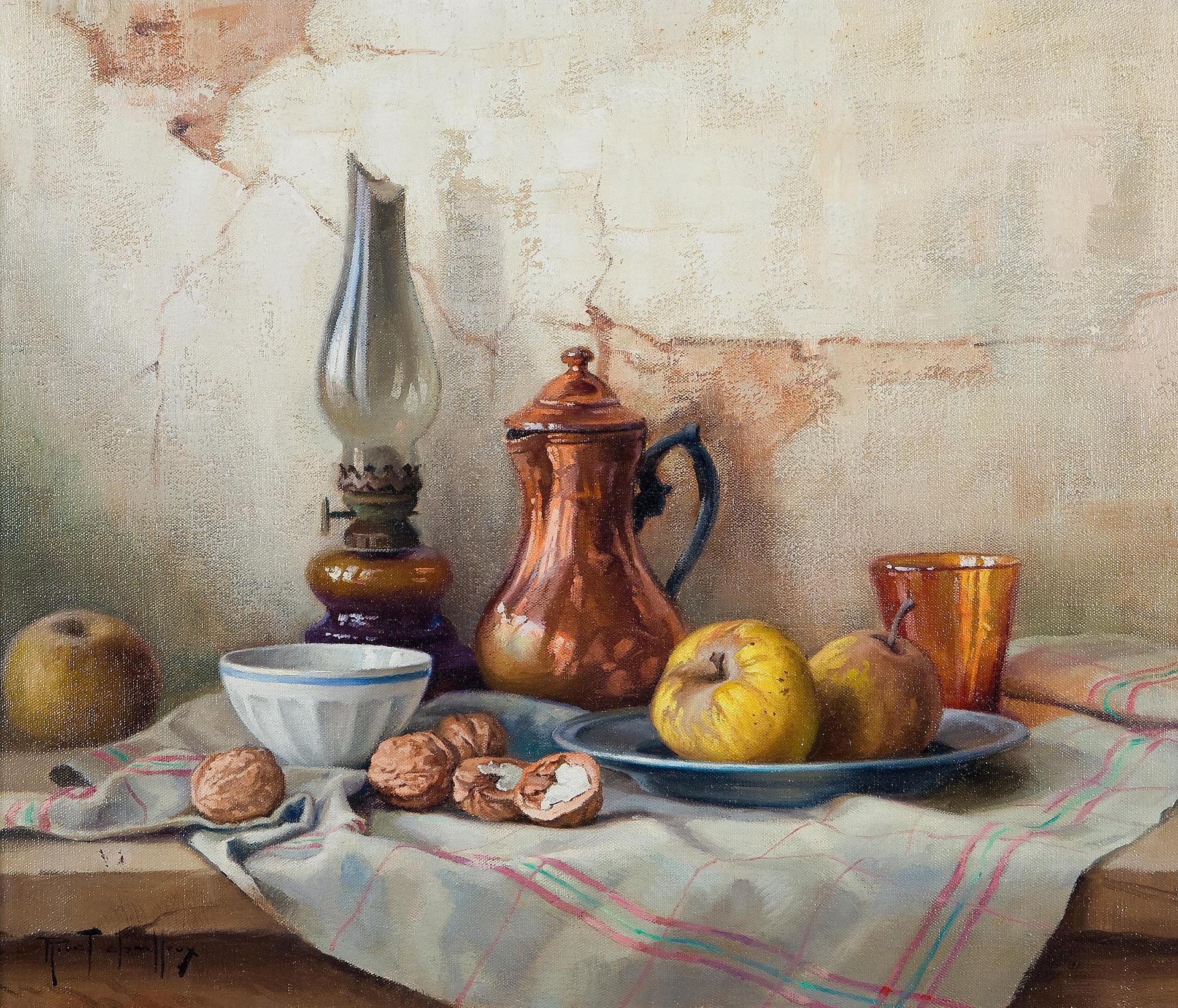 Robert Chailloux (1913-2006) - Still life with walnuts and coffee-pot